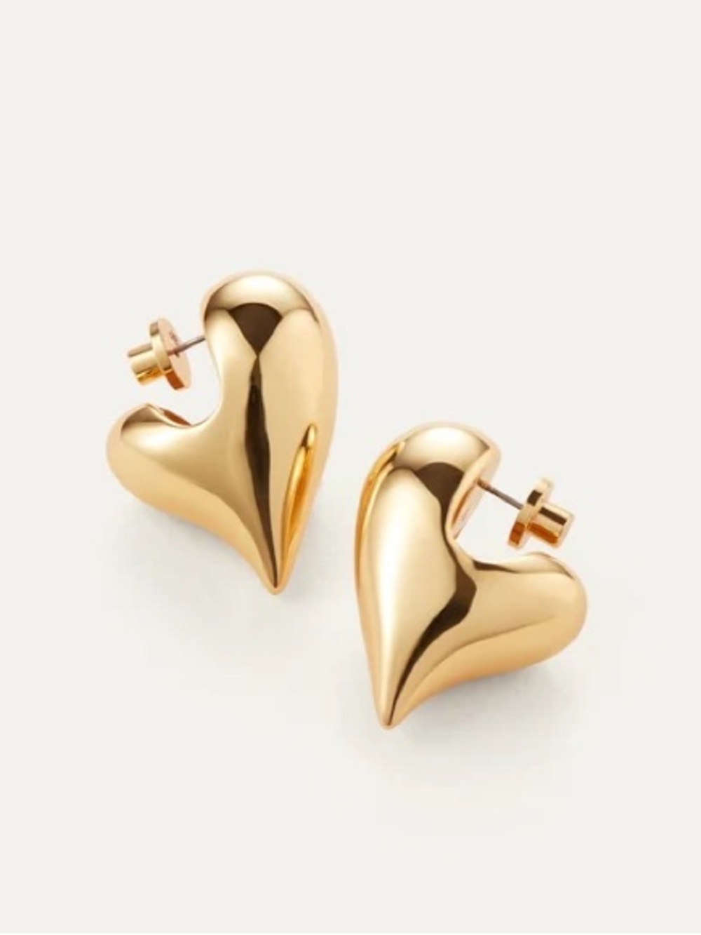 Jenny Bird Art Heart Puff Earrings 14k Gold Droplet Studs NEW NWT